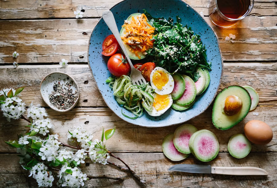 Balanced whole-food meal, protein and vegetables