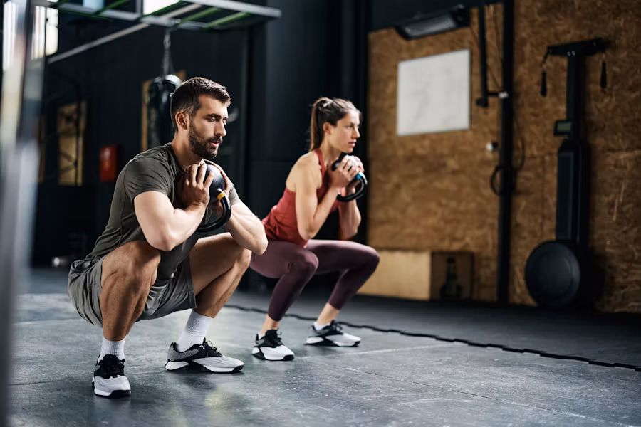 Hip mobility stretch or squat, gym
