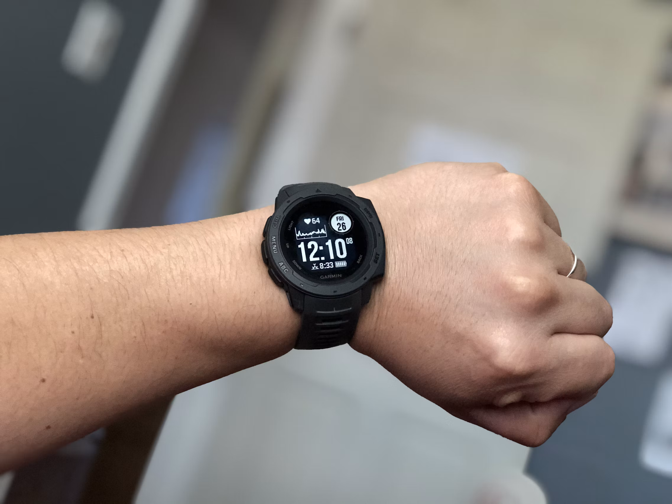 Wrist wearable or heart-rate graph on a screen